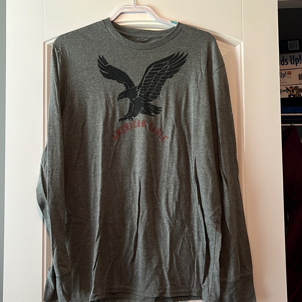 American Eagle Grey Long Sleeve Shirt XL